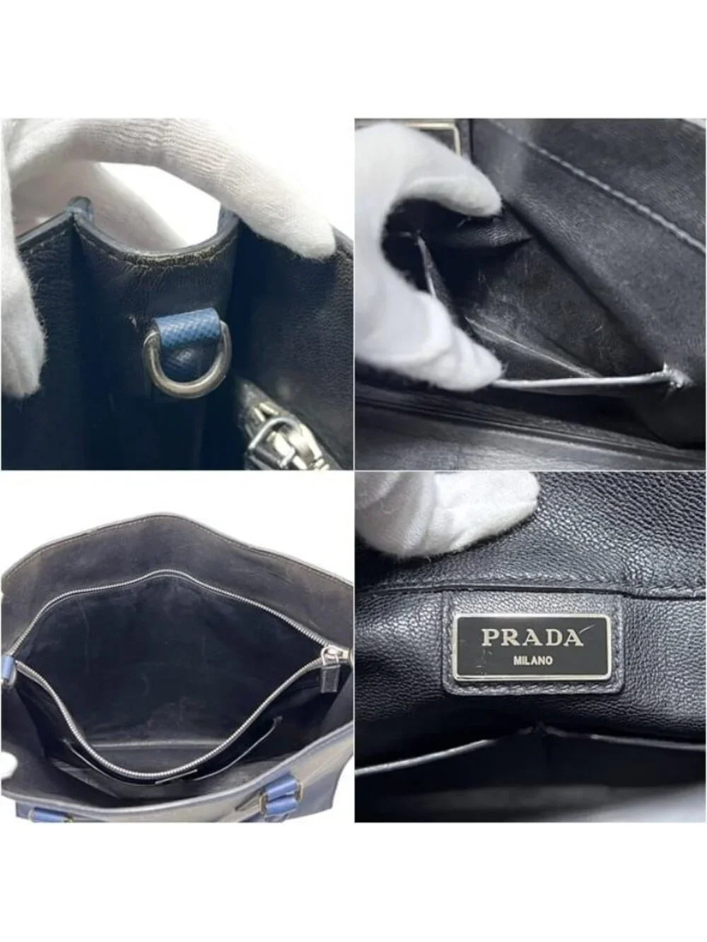 Prada Tote Blue Saffiano Leather 180 a Document Business